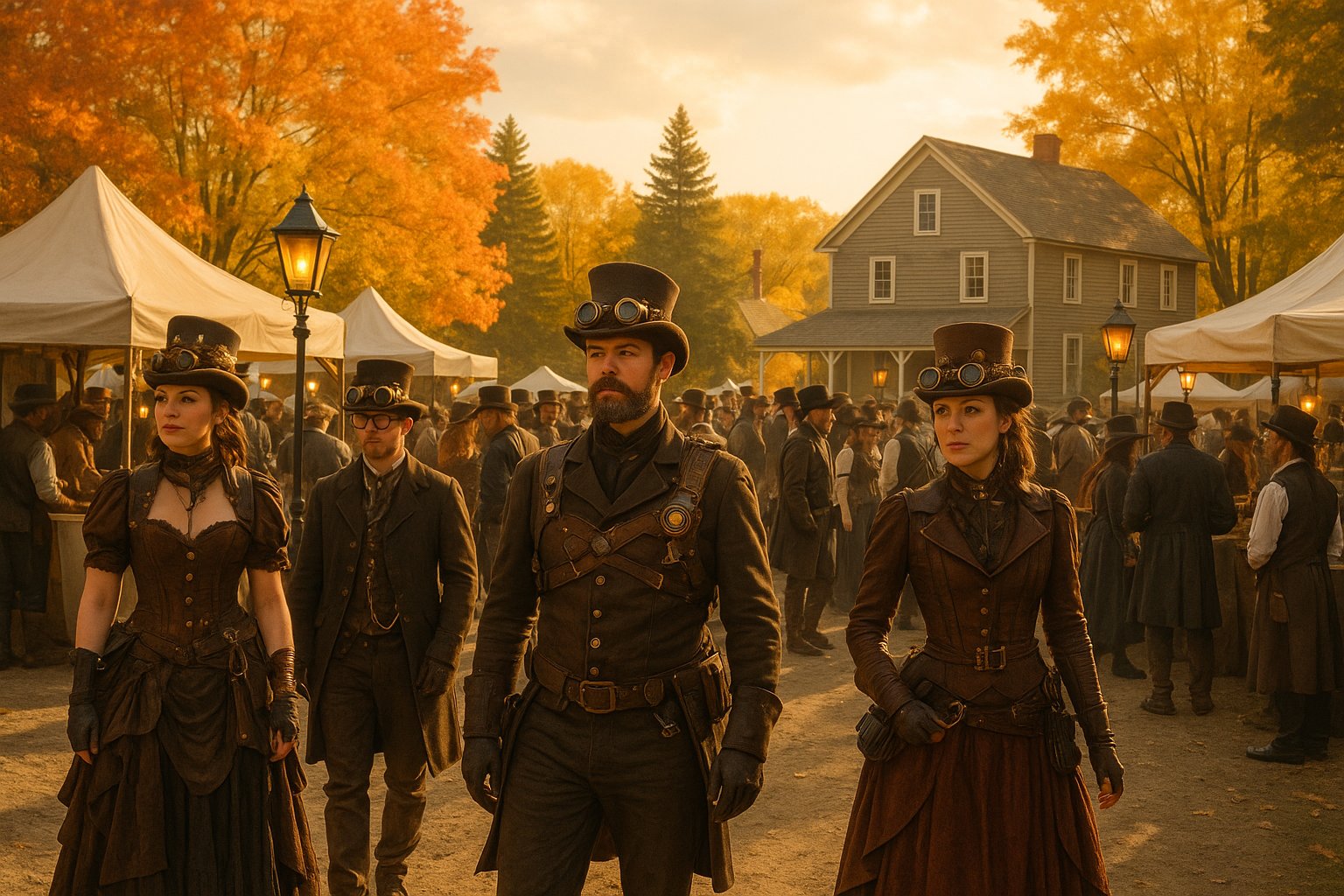 Map or listing of upcoming North American steampunk festivals and gatherings, late August through September 2026