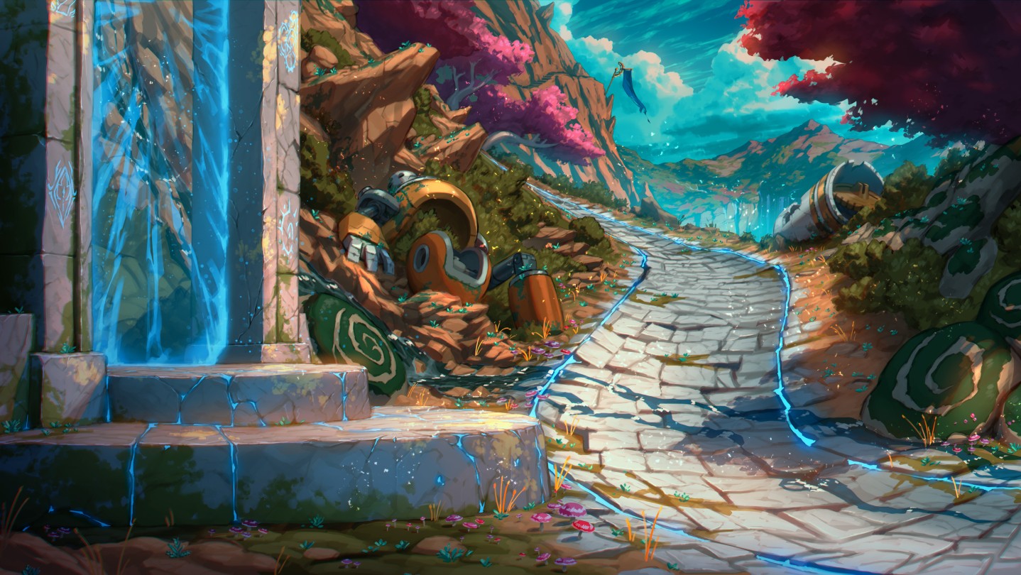 Chrono CCG key art showing time-traveling agents clashing across unraveling steampunk and cyberpunk timelines