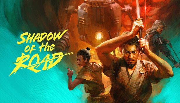Shadow of the Road key art: samurai and steam-powered machinery in alternate 1868 Japan