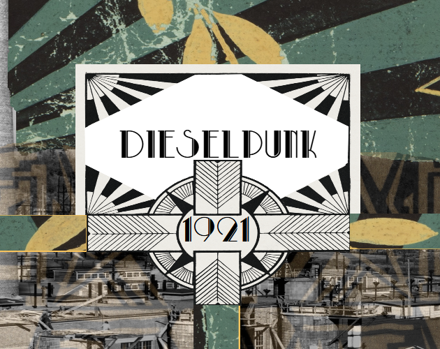 Dieselpunk 1921 Free Edition cover art showing alternate-history interwar machinery and gritty dieselpunk aesthetic