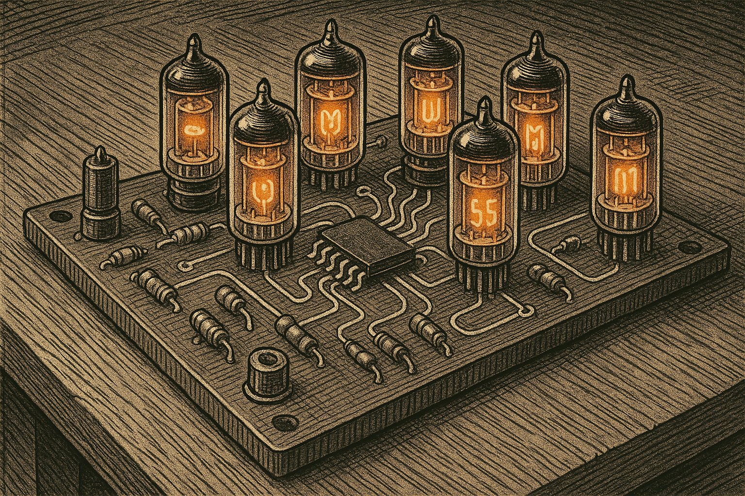 Illustration for the post "Nuvistor 555 Timer" (generated artwork, not a photograph of the subject)