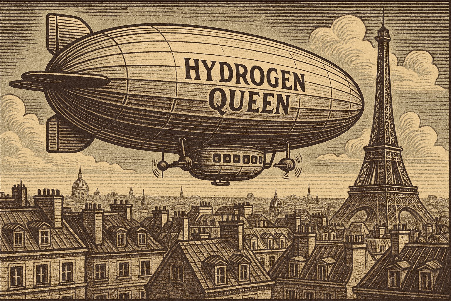 Illustration for the post "Hydrogen Queen Takes Off" (generated artwork, not a photograph of the subject)